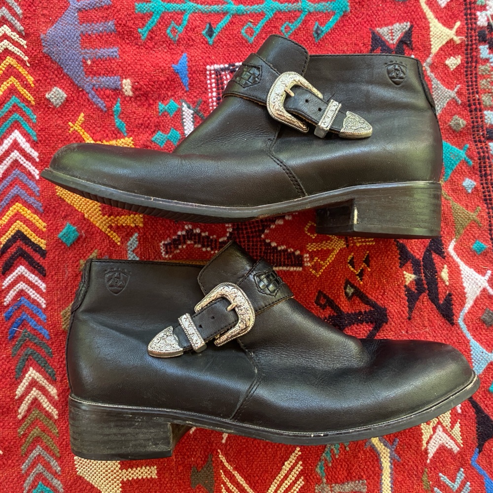 Ariat Silver Buckle Leather Booties